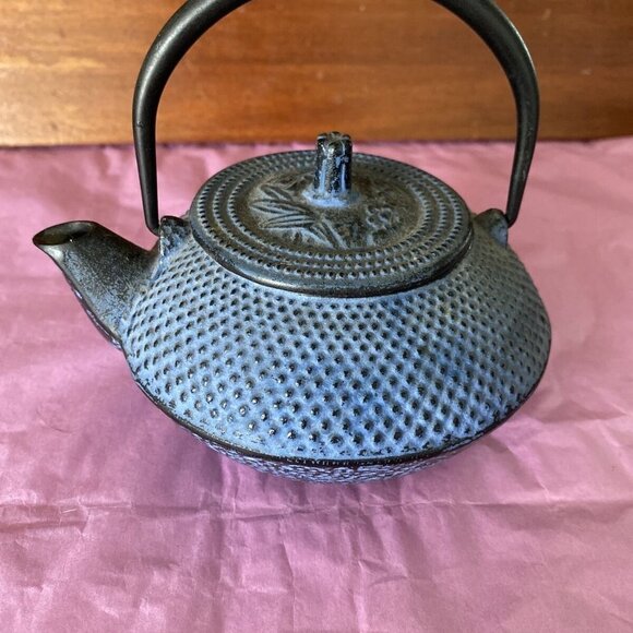 Cast Iron  Teapot Blue 10 oz Chinese Cottage Boho Yoga herbal ritual loft Autumn - Picture 2 of 9